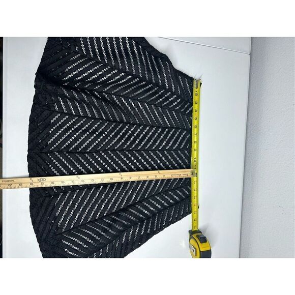 Worthington Women's Size 16P Black Cut Out Stripes Side Zip Short A Line Skirt - Picture 8 of 13